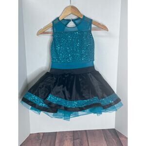 Weissman Blue Sequin Black Tutu Leotard with Shorts LC